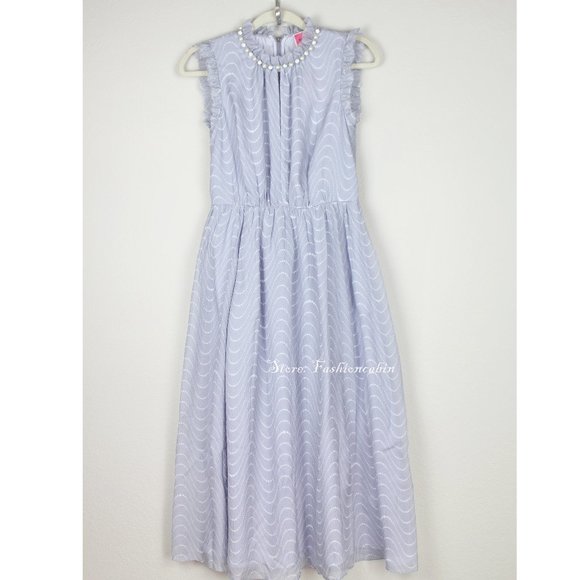 NEW Kate Spade Wavy Dot Ruffled Neck Silk Dress - Picture 2 of 13